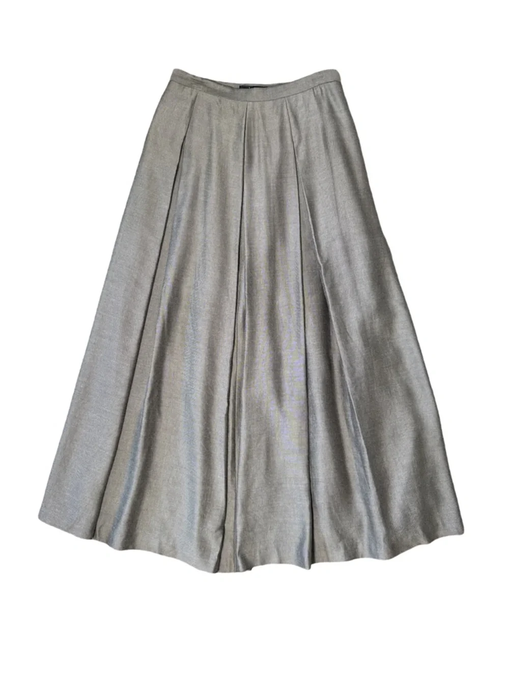 baba‎ Gray Textured Pleated Midi Skirt A-Line Workwear Lined US 12